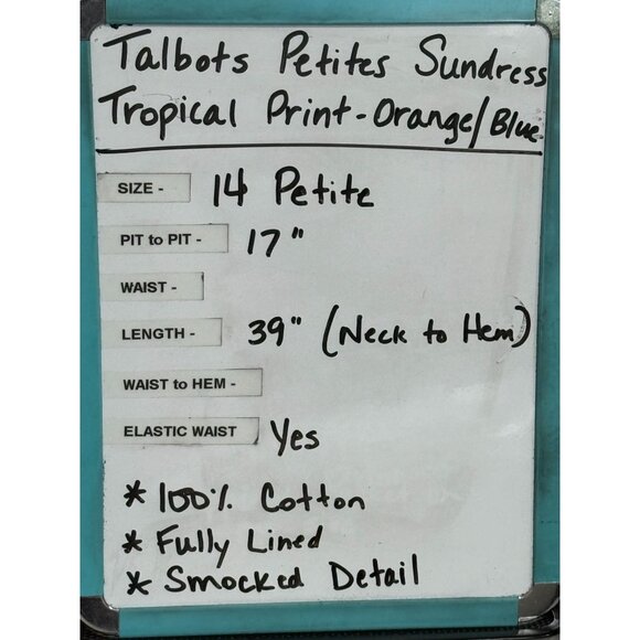 Talbots Oasis Palm Voile Fit & Flare Midi Dress Size 14P Beach Resort Cruise - Picture 7 of 7